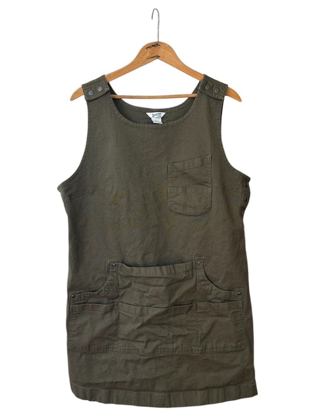 Duluth Trading Co. | Women’s Olive Green Sleeveless Flex Fire Hose Apron Dress L - Picture 4 of 16